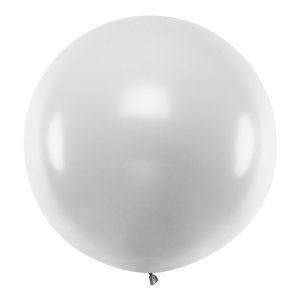 Stor Rund Ballong 1 Meter Sølv Metallic